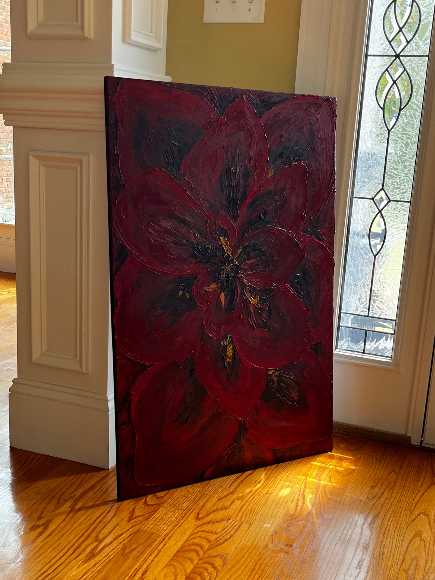 Textured 3D Flower Oil Painting 36x24 in