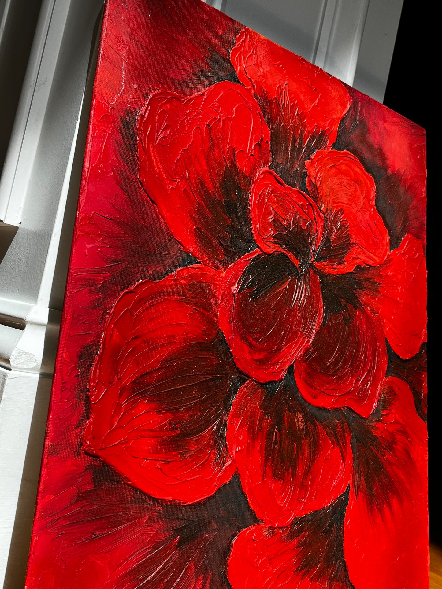 Textured 3D Flower Oil Painting 16x12 in