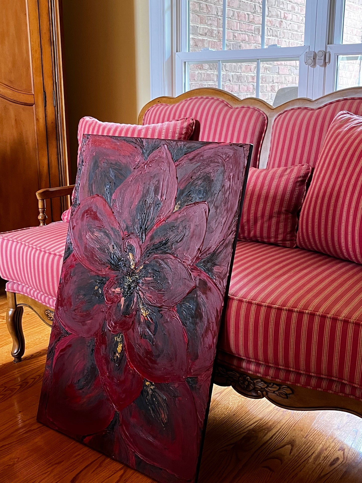 Textured 3D Flower Oil Painting 36x24 in