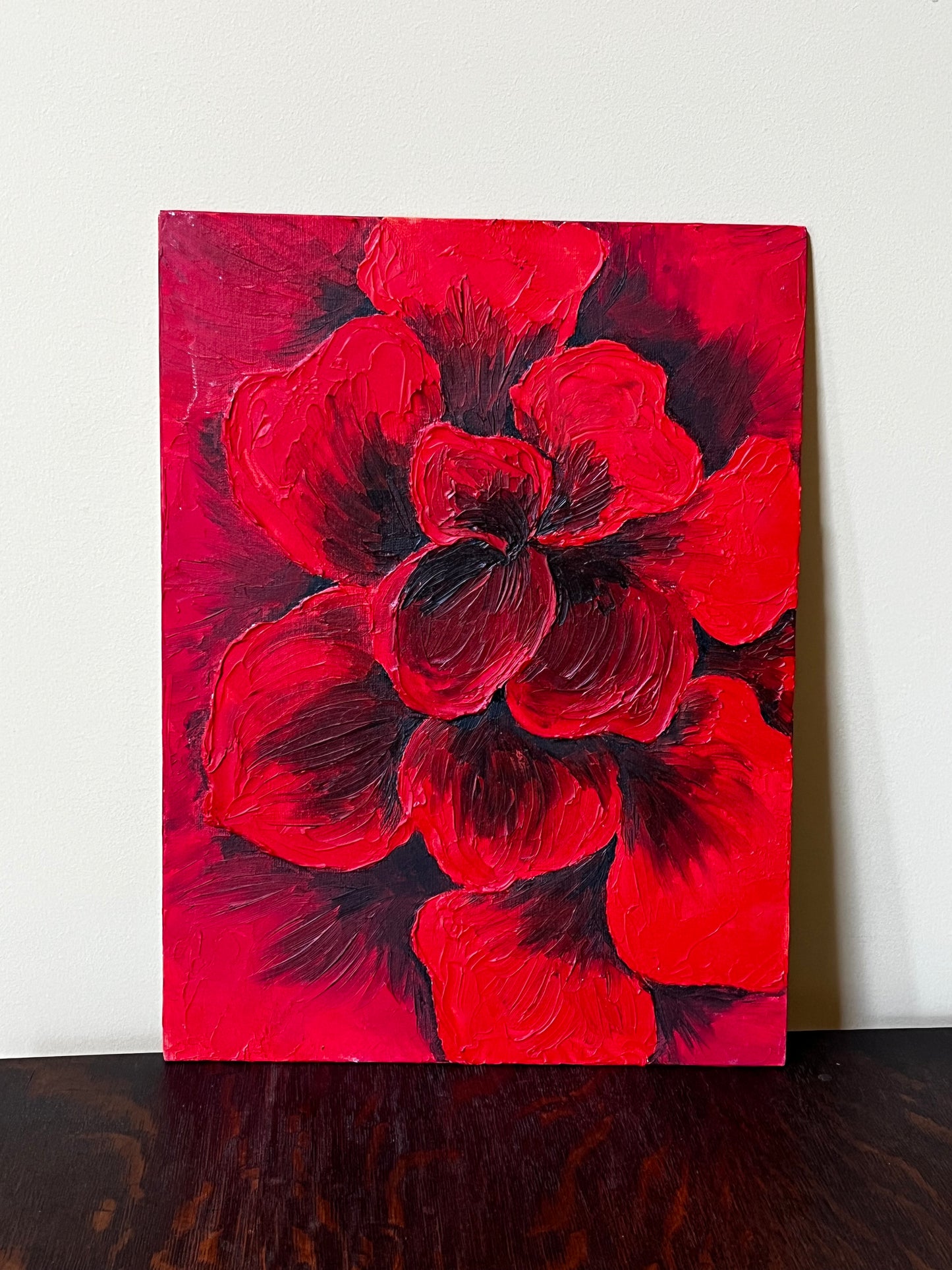 Textured 3D Flower Oil Painting 16x12 in