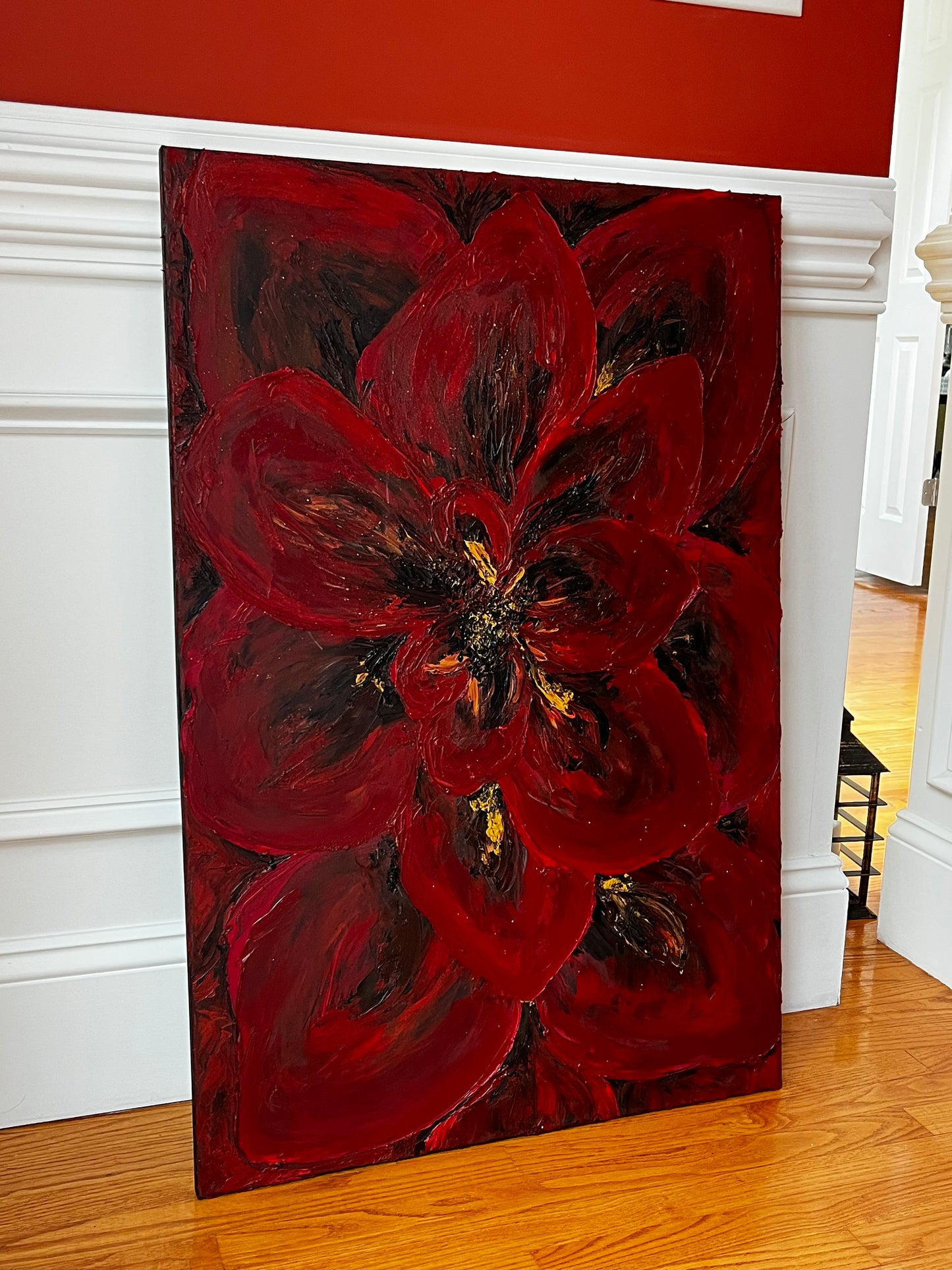 Textured 3D Flower Oil Painting 36x24 in