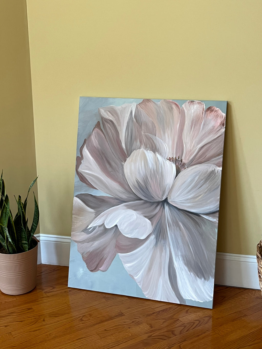 Pink Petal Portrait – Original Oil Painting