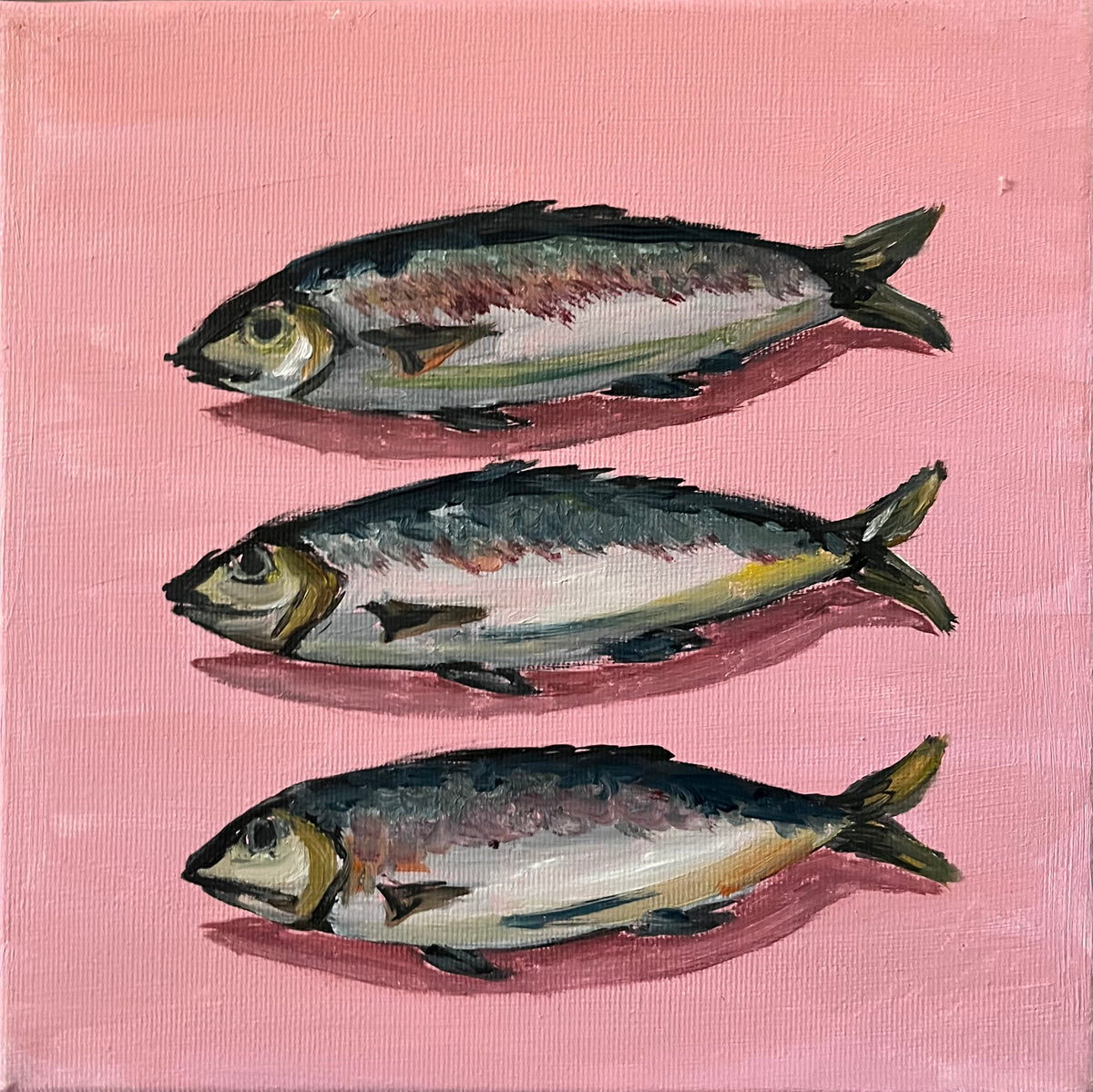🐟 Three Fish on Pink