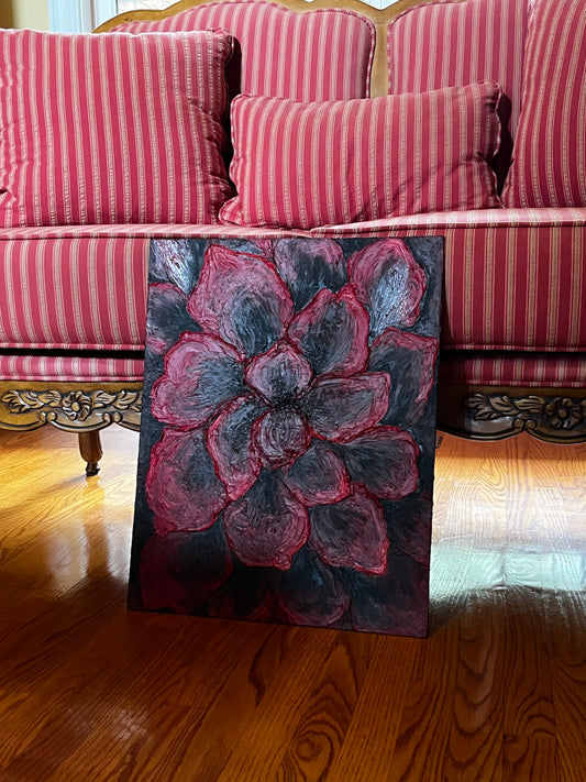 Textured 3D Flower Oil Painting 20x16 in