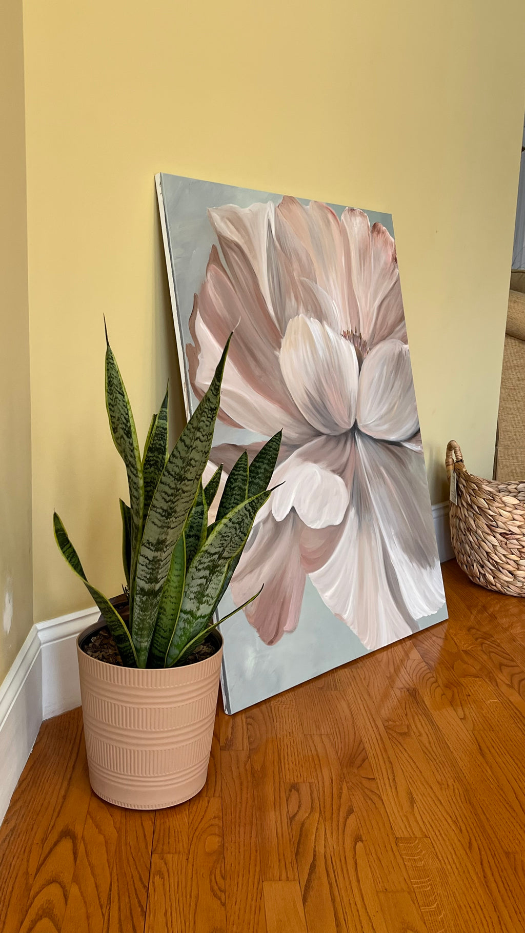 Pink Petal Portrait – Original Oil Painting