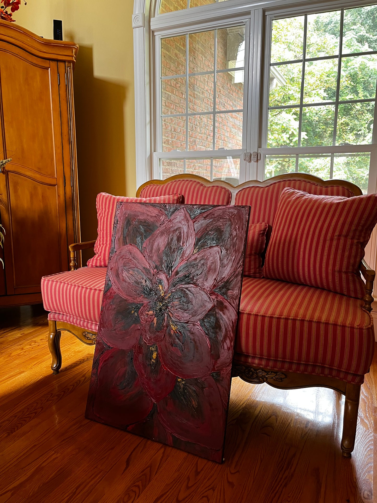 Textured 3D Flower Oil Painting 36x24 in