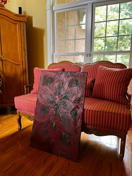 Textured 3D Flower Oil Painting 36x24 in