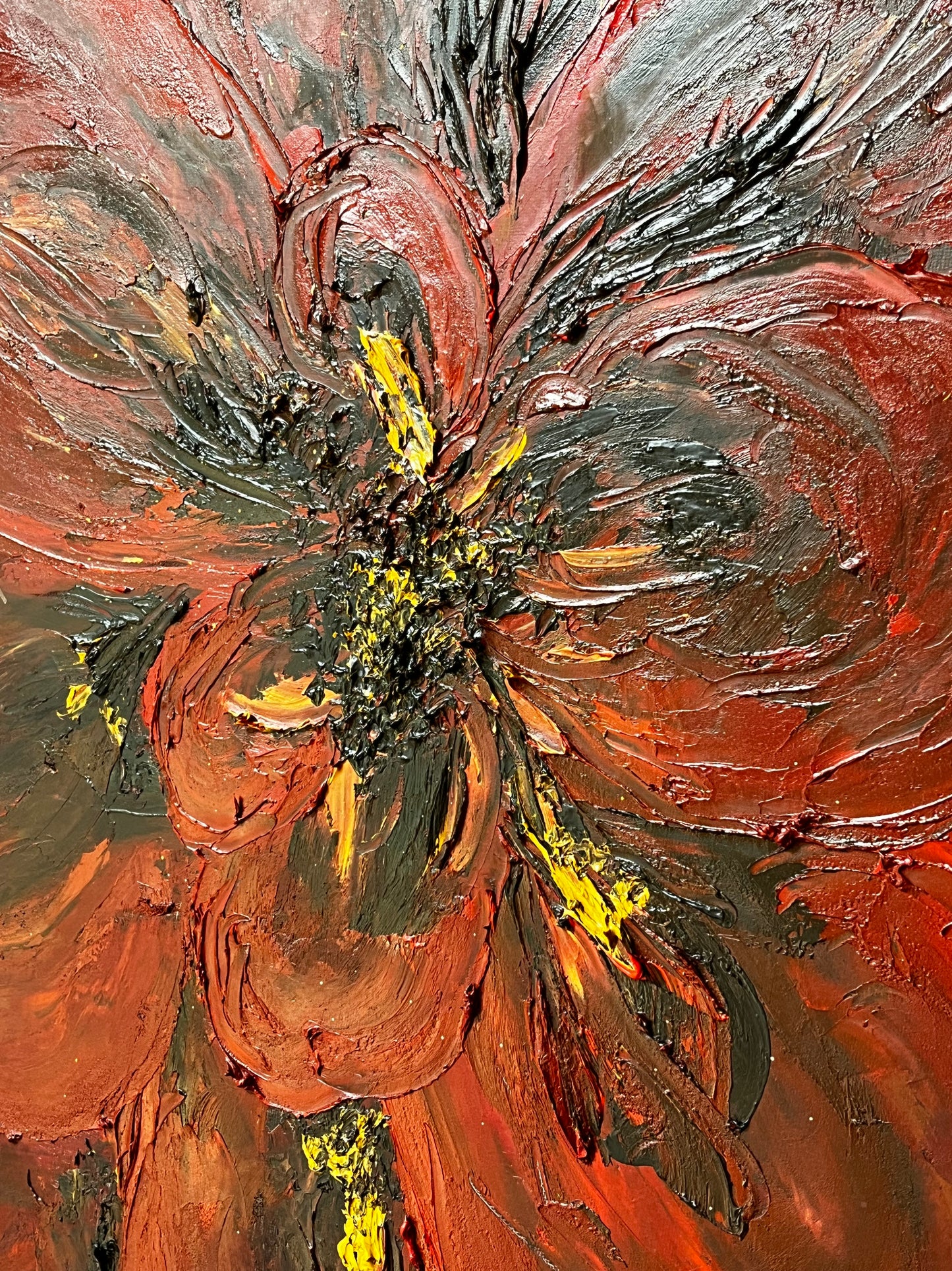 Textured 3D Flower Oil Painting 36x24 in
