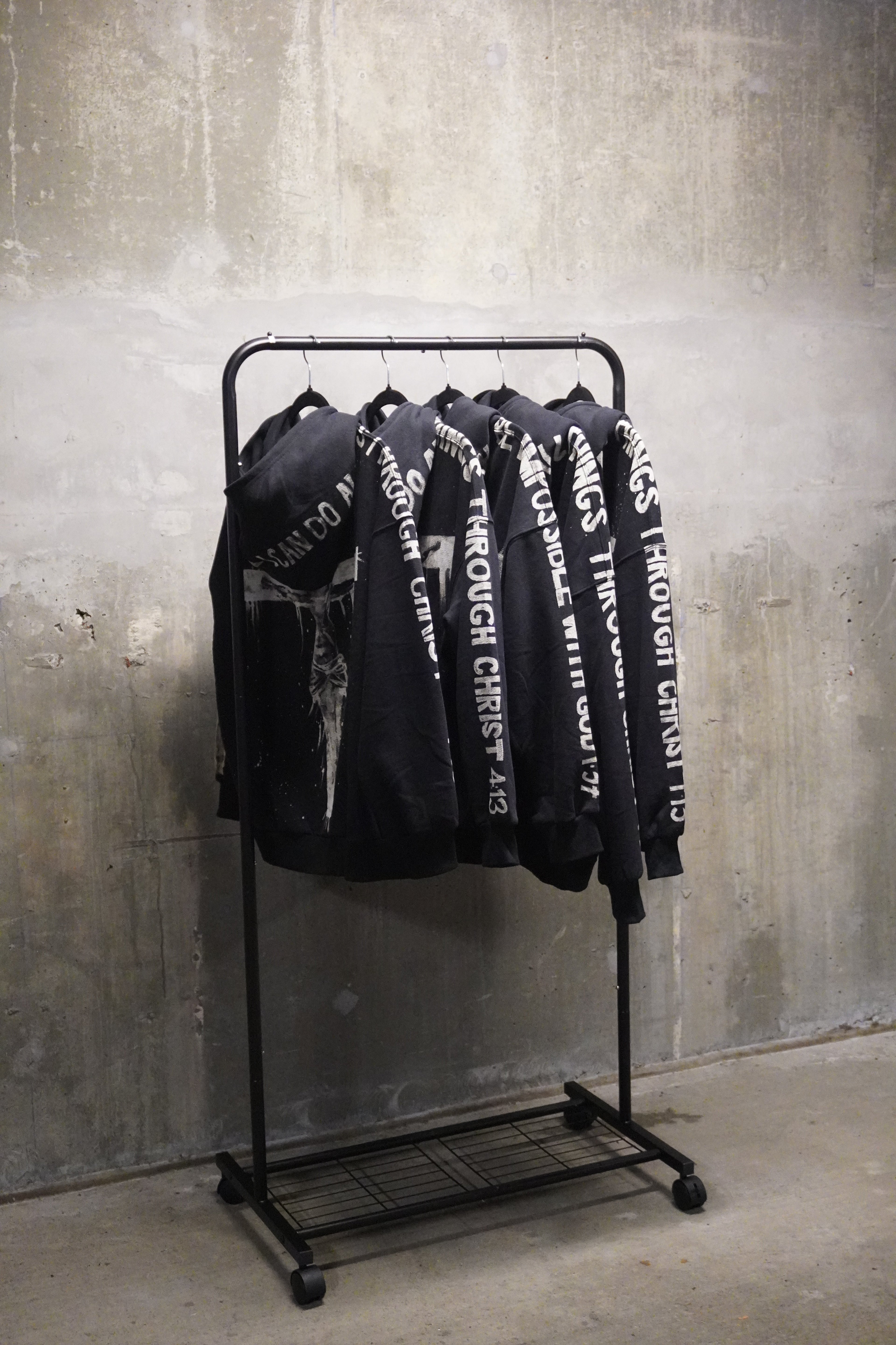 Jesus on the Cross Hand-Bleached Premium Hoodie