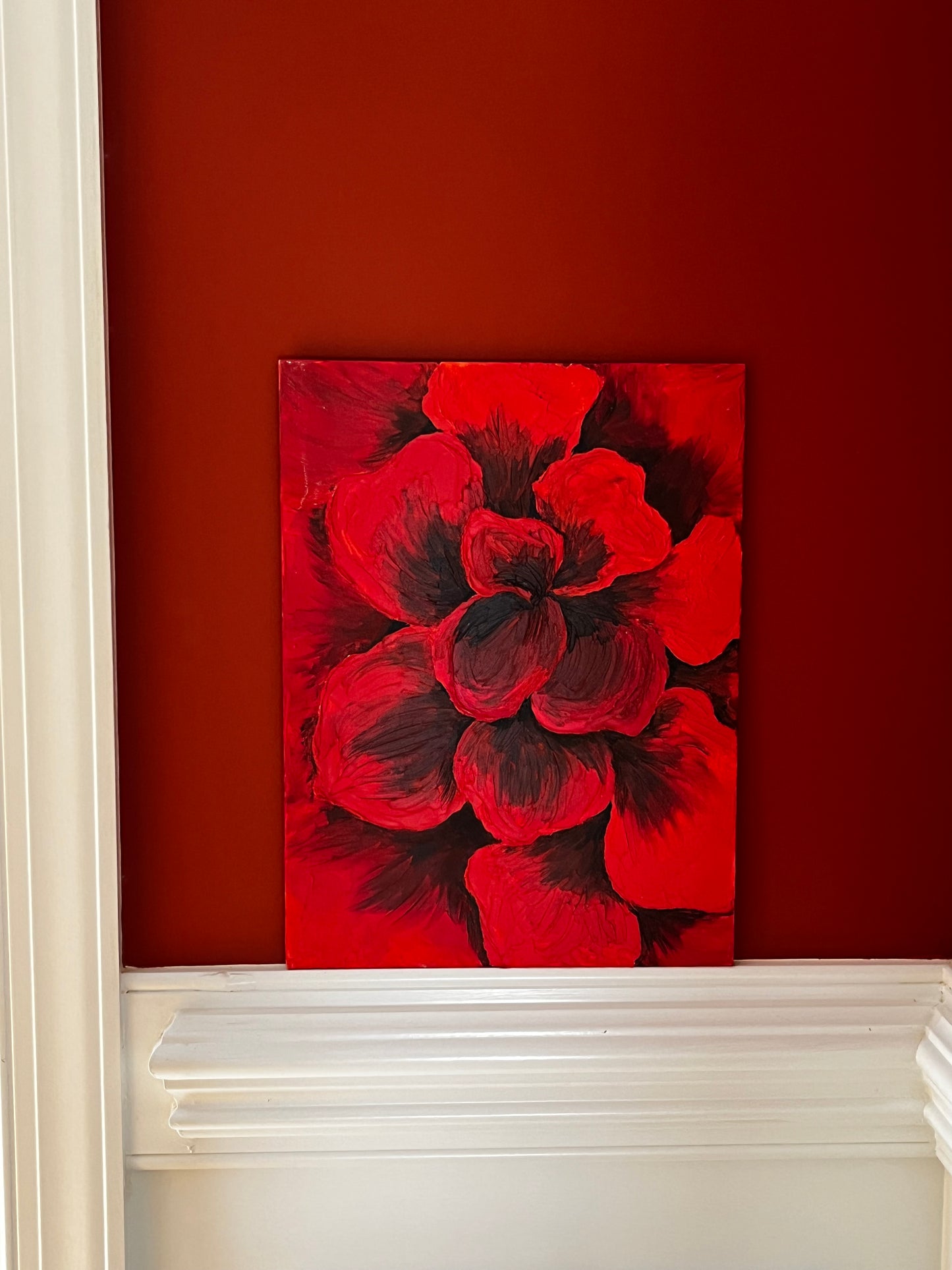 Textured 3D Flower Oil Painting 16x12 in