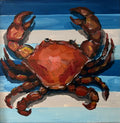 🦀 Crab on Blue Stripes