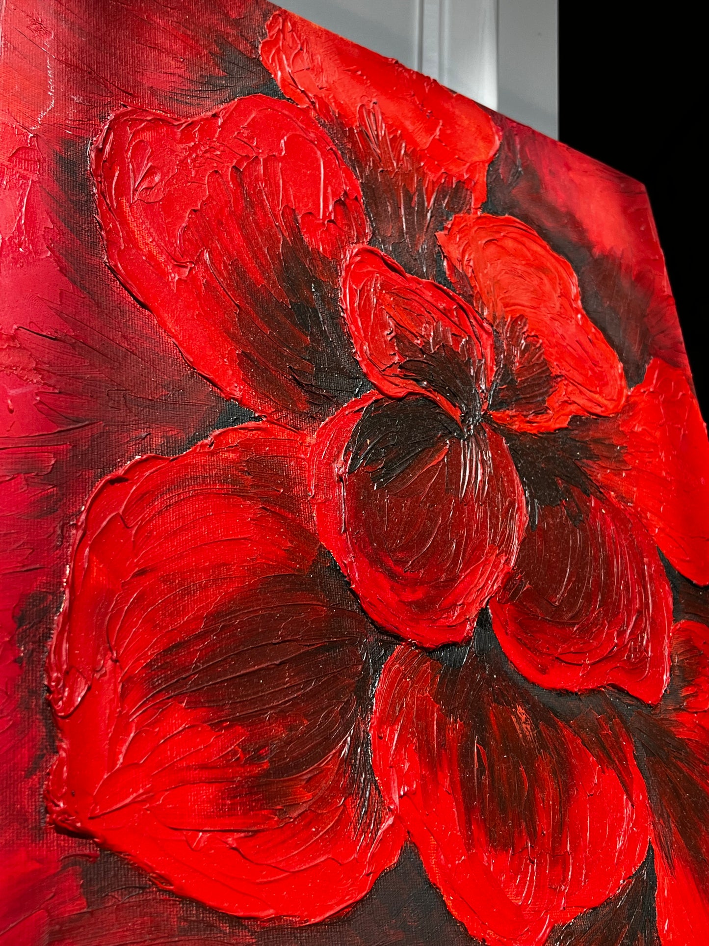 Textured 3D Flower Oil Painting 16x12 in