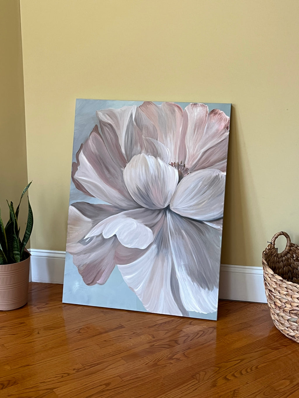 Pink Petal Portrait – Original Oil Painting