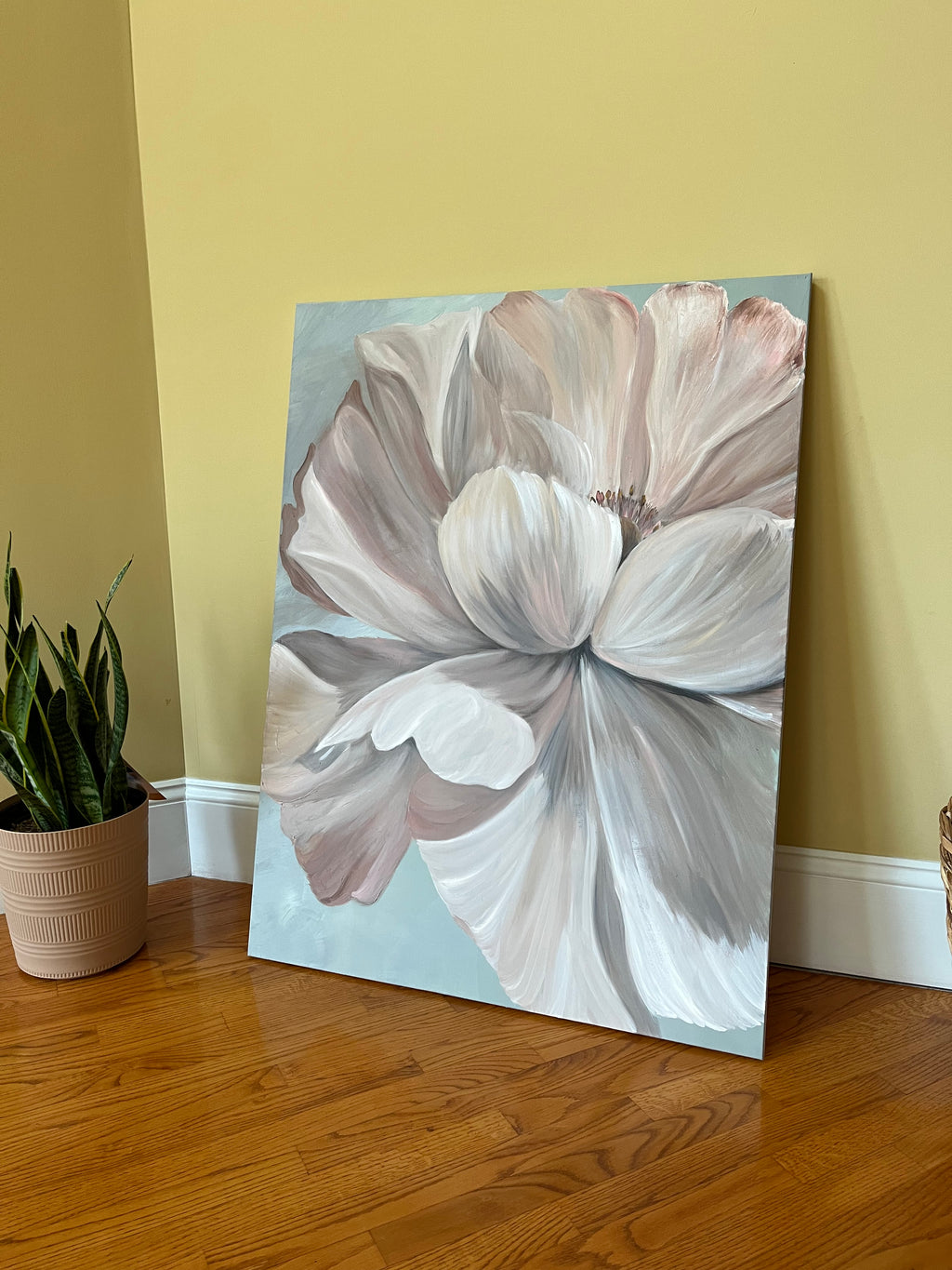Pink Petal Portrait – Original Oil Painting
