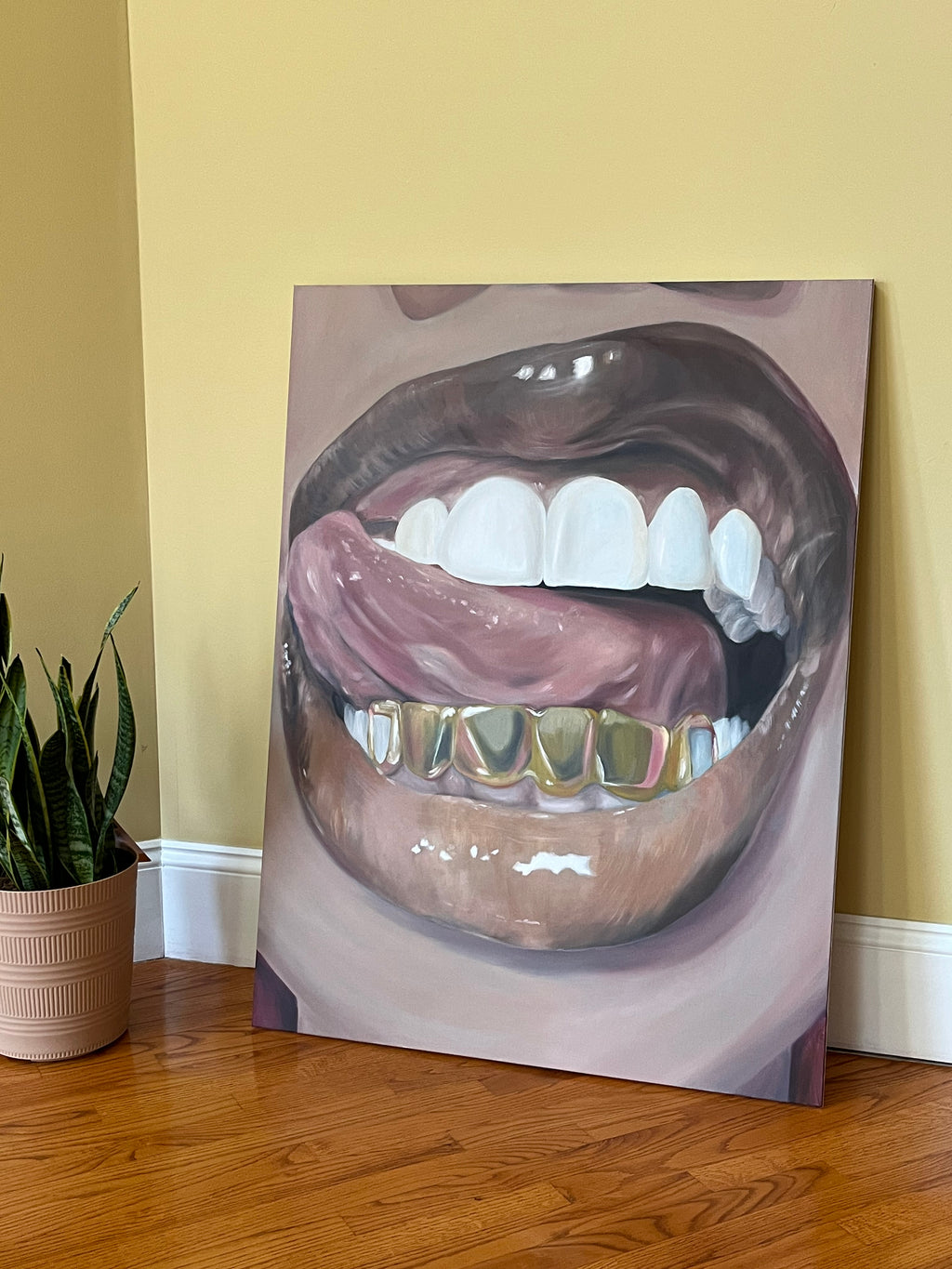 Gold Grill Portrait – Original Oil Painting