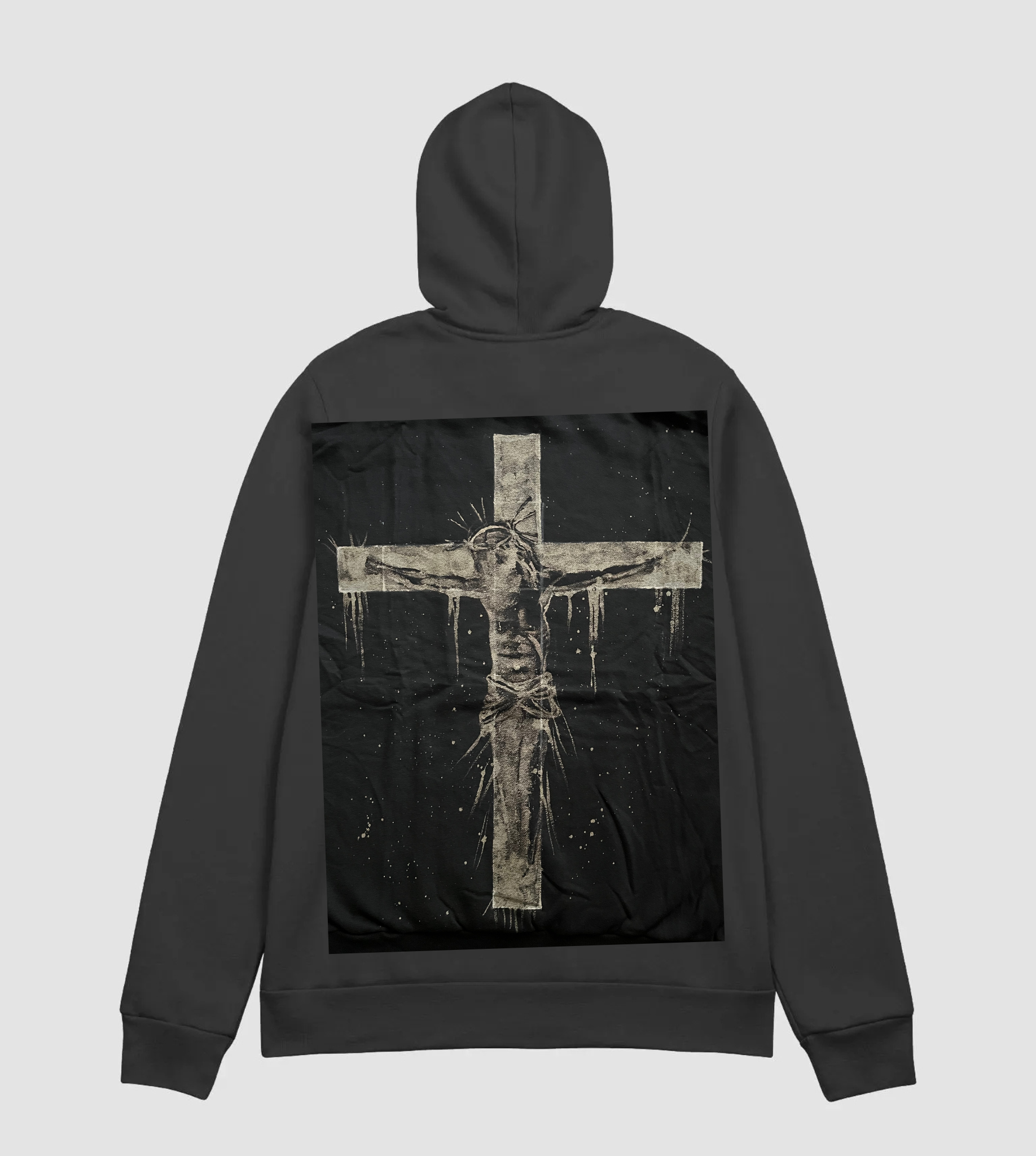 Jesus on the Cross Hand-Bleached Premium Hoodie