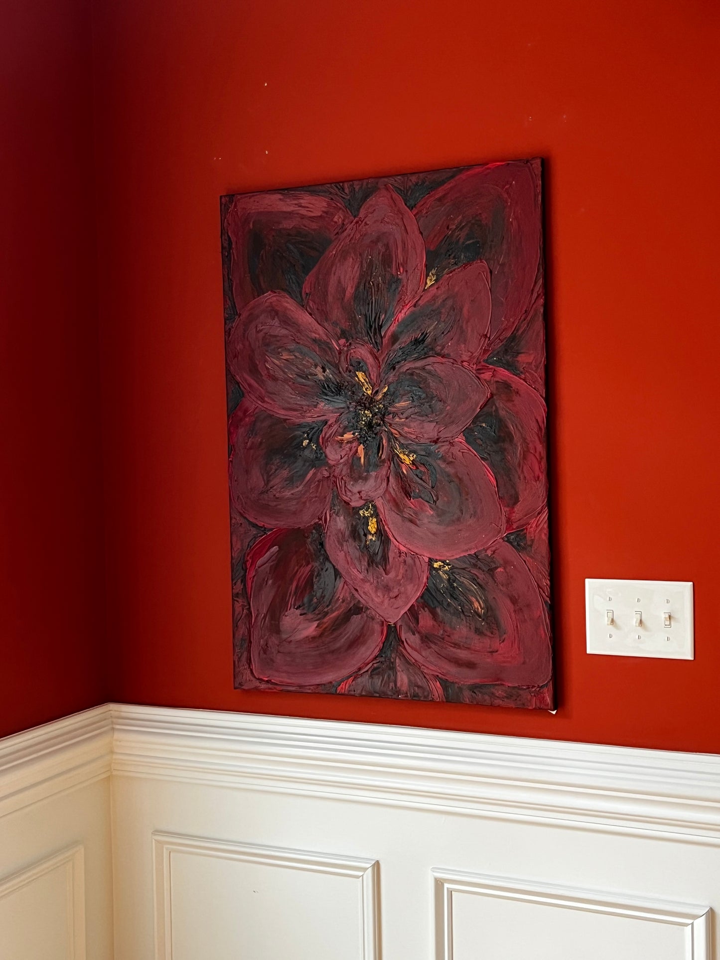 Textured 3D Flower Oil Painting 36x24 in