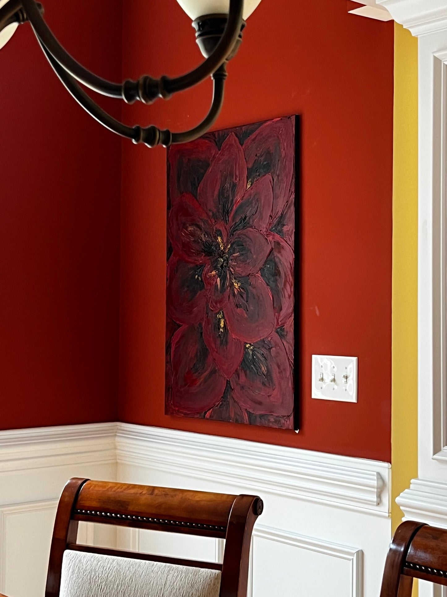 Textured 3D Flower Oil Painting 36x24 in