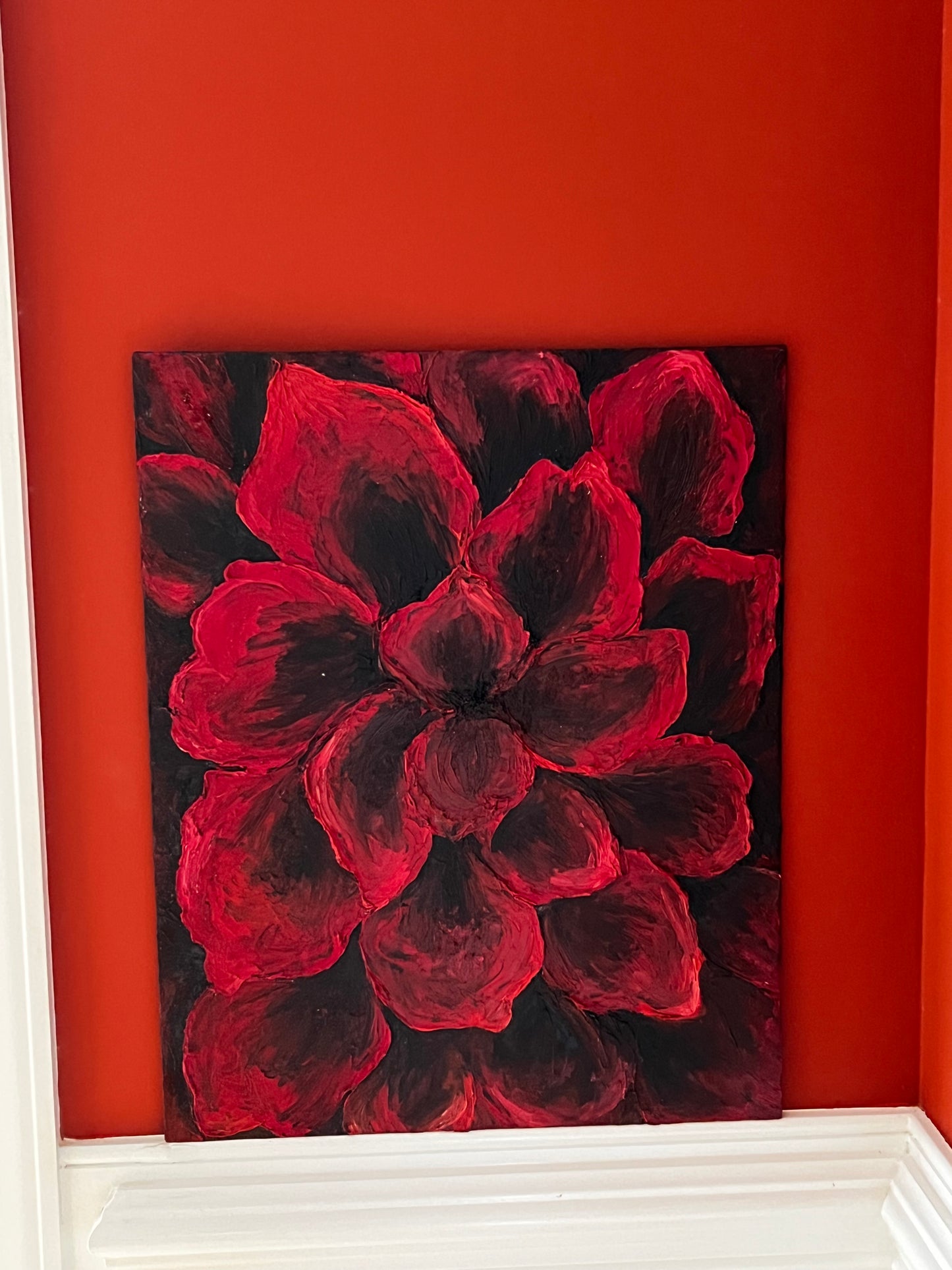 Textured 3D Flower Oil Painting 20x16 in