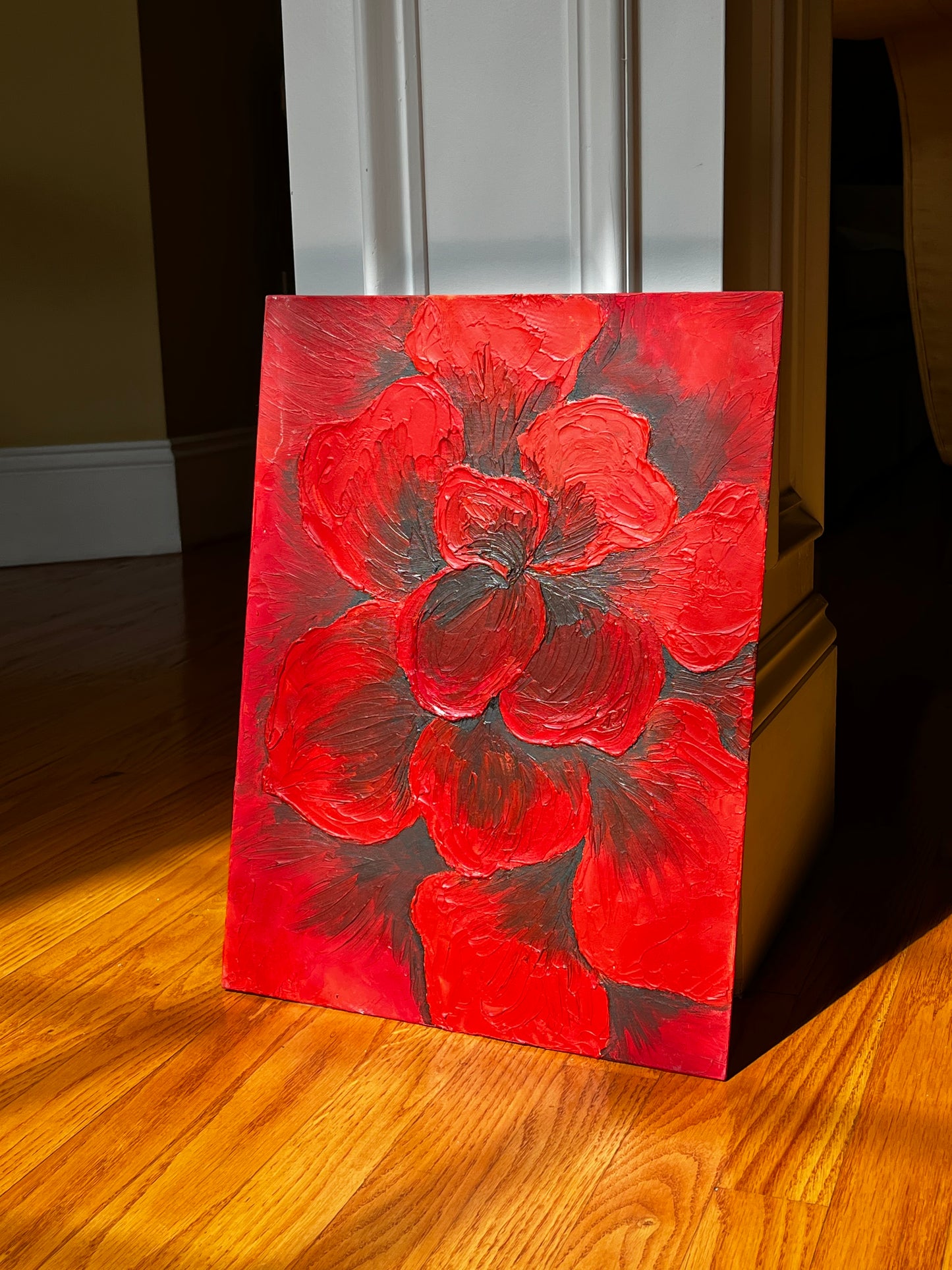 Textured 3D Flower Oil Painting 16x12 in