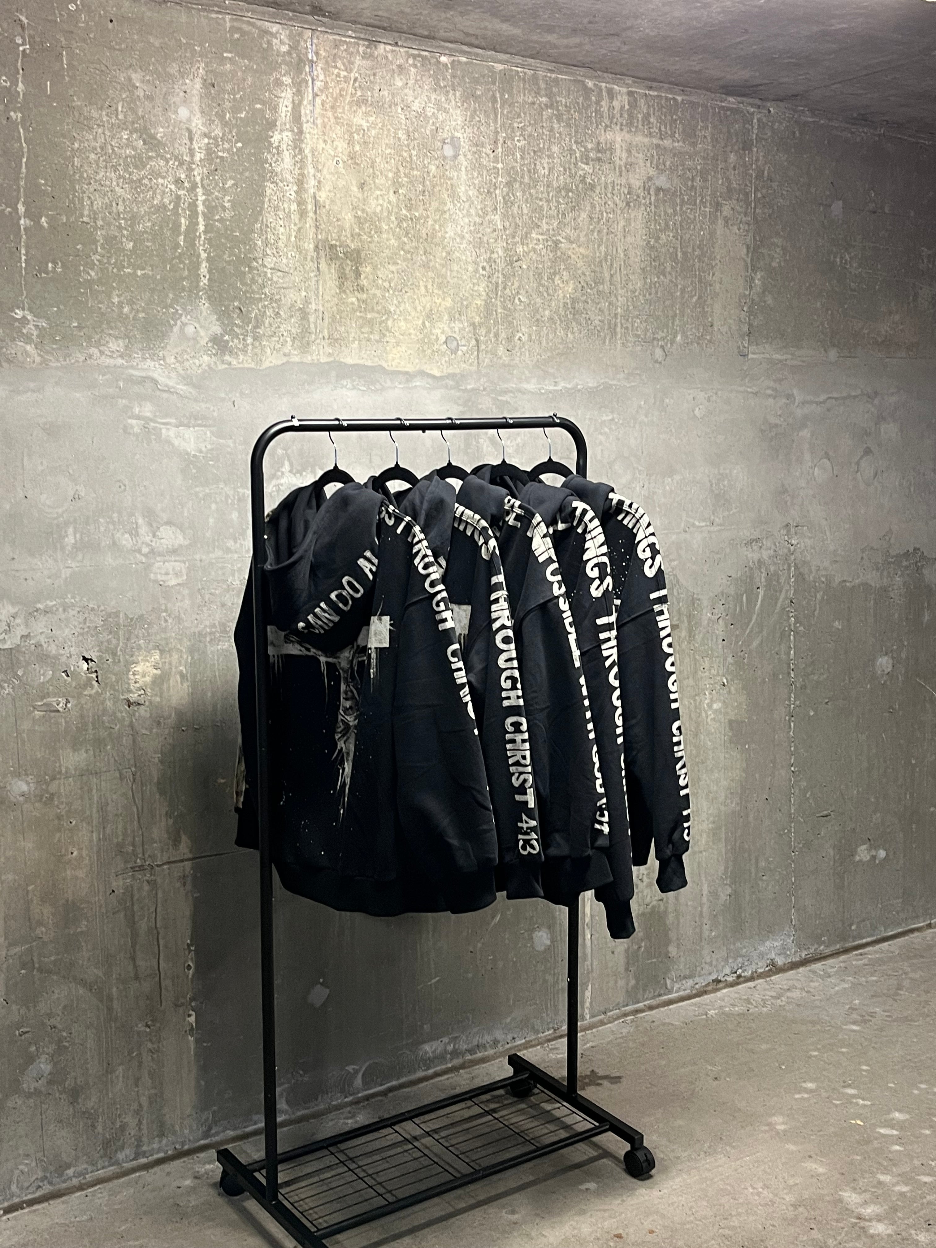 Jesus on the Cross Hand-Bleached Premium Hoodie