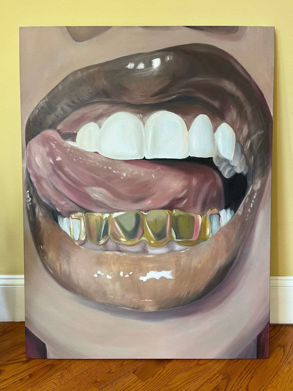 Gold Grill Portrait – Original Oil Painting