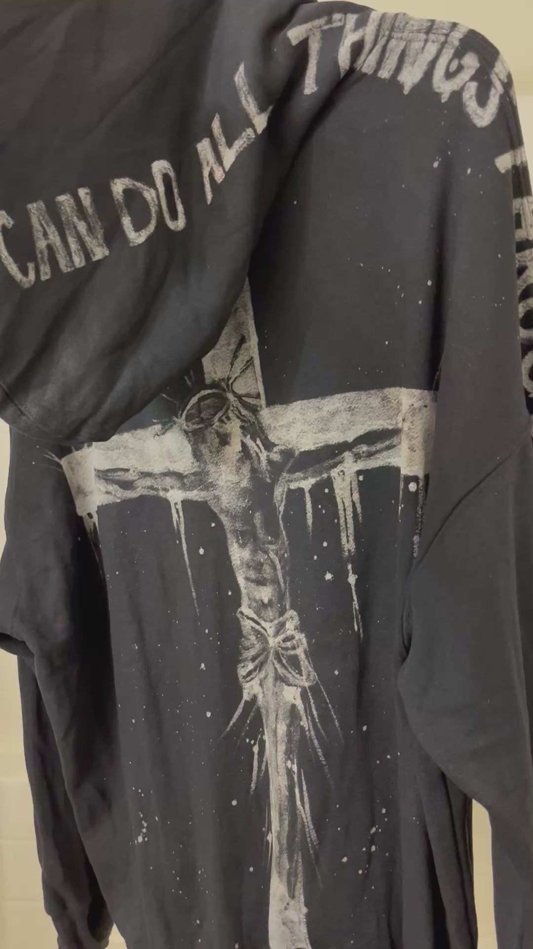 Jesus on the Cross Hand-Bleached Premium Hoodie
