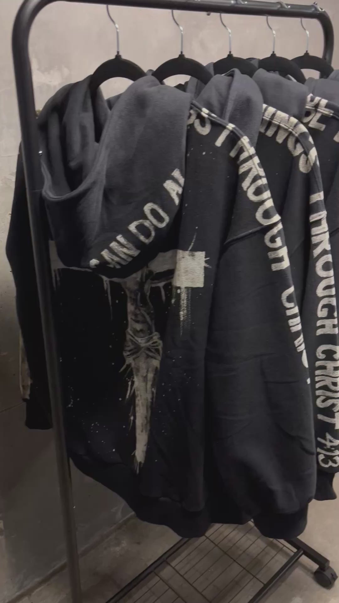 Jesus on the Cross Hand-Bleached Premium Hoodie